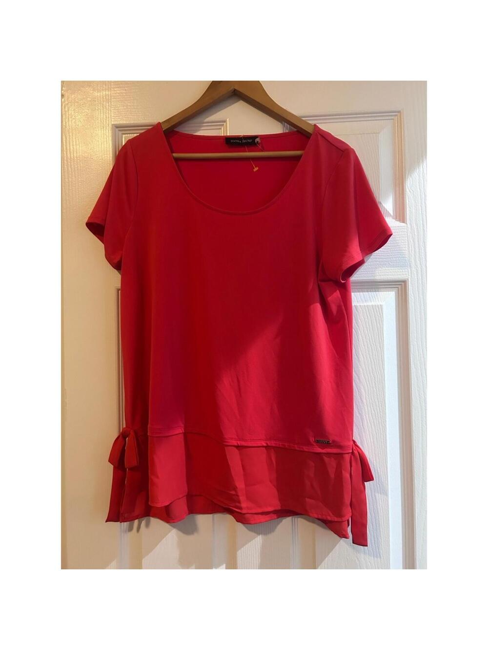 :) Red Short Sleeve Tiered Hem Tunic Top Tie [COPY]